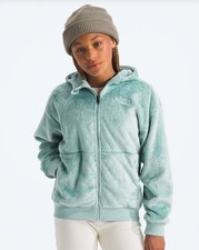The North Face Girl s Osito Full-Zip Hoodie Jacket Size Large 12 Pine Green Hood