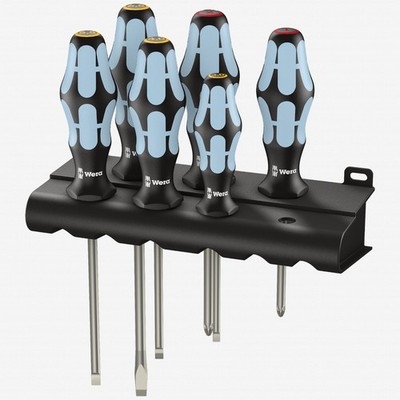 WERA 032060 Stainless Steel Slotted/Phillips Screwdriver Set + Rack, 3334