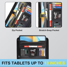 Leather Portfolio Professional Business Padfolio with Zipper - Interview Resu...