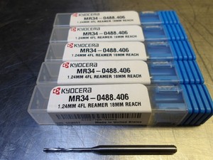 5 NEW! Kyocera 1.24mm (.0488") Carbide Reamer 4FL Spiral 3mmSHK MR34-0488.406