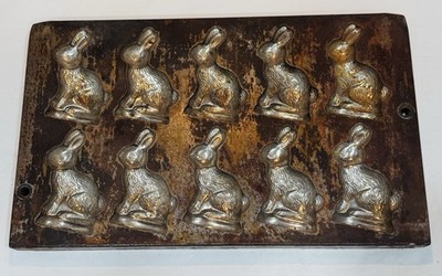 Antique Easter Bunny Rabbits Chocolate Candy Mold Bodderas Erndtebruck #818