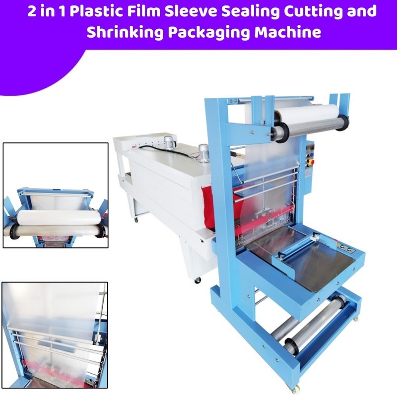 2in1 Semi-Auto Sleeve Sealing & Shrinking Machine 220V Plastic Film Sealer 20kW