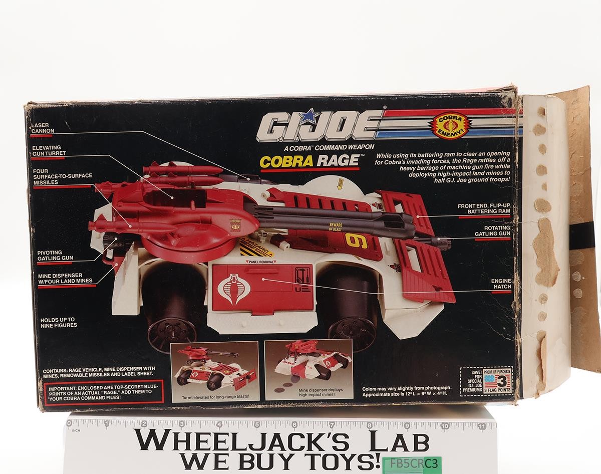 Cobra Rage 100% Complete W/BOX GI Joe 1990 Hasbro Vintage Action