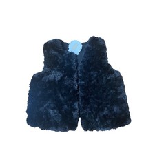 Mud Pie Black Faux Fur Vest Plush Open Front Layering Piece 12-18 months NWT