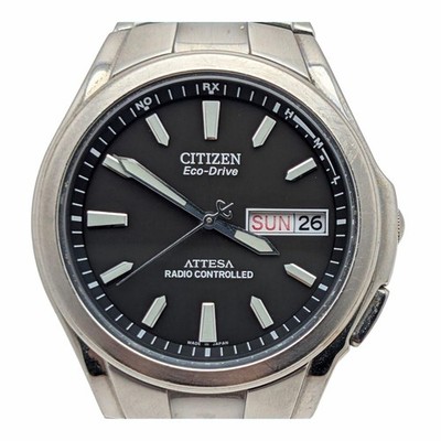 Citizen Attessa Eco-Drive Radio Solar Watch Used Replaced Battery Japan