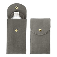 Velvet Watch Pouch, 2 Pack Velvet Watch Pouches with Snap Button Grey 