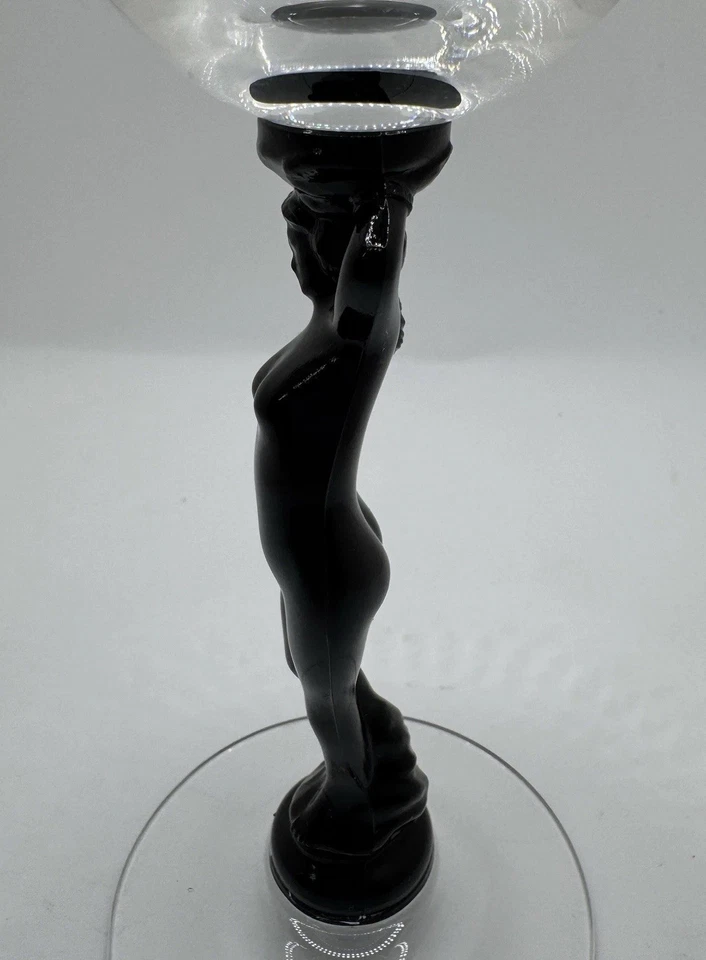 (6) CAMBRIDGE Glass Co. Art Deco Ebony Black Nude Stem Cocktail  Glasses Antique - Image 4 of 4