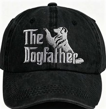 "The Dogfather" Dog Embroidered Adjustable Cotton Baseball Cap for Dog Lovers