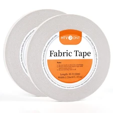 HTVRONT Fabric Tape - Two Rolls Double-Sided No Sew No Iron Sticky Clear Fashion