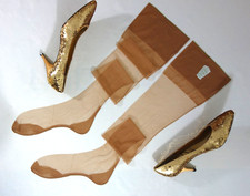 VINTAGE 50s BELLE SHARMEER FULLY FASHIONED CUBAN SEAMED FLAT NYLON STOCKINGS 10