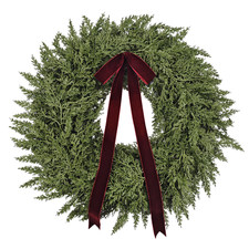 My Texas House Natural Feel Cedar Artificial Christmas Wreath, Bow, Green, 22"