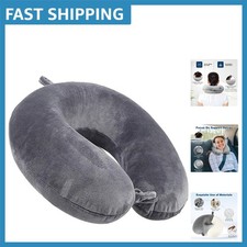 100 Pure Memory Foam U-Shaped Travel Pillow   Portable Neck Support in Grey