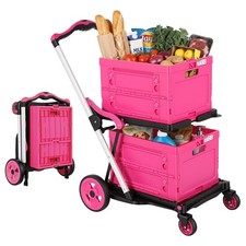 Collapsible Shopping Cart 200LB Capacity 360 Wheels