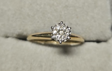 10k Yellow Gold 7 Diamond Cluster / Engagement Ring Size 7 Marked EW  2