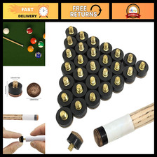 30 Screw-On Pool Cue Tips, Hard Leather Billiard Replacement Kit - 13mm, 30 Piec