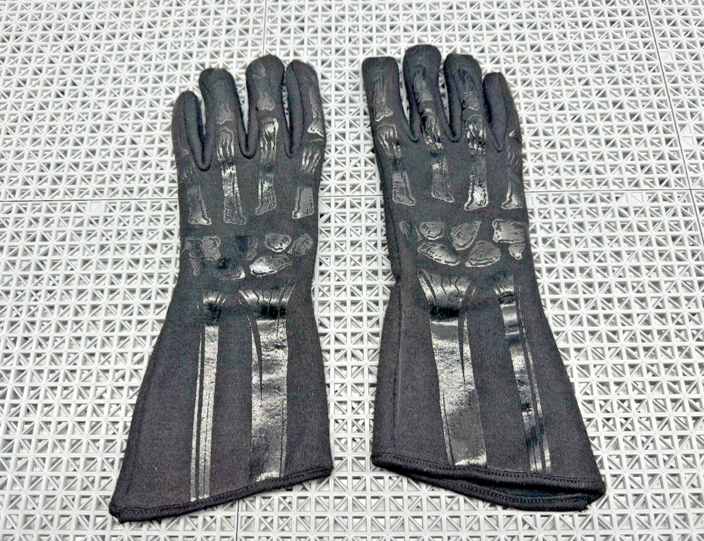 RJS Racing Equipment SFI 3.3/1 Black on Black Skeleton Racing Gloves (LARGE)