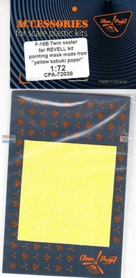 CLPCPA72038A 1:72 Clear Prop Models F-16B Falcon Painting Mask (REV kit)