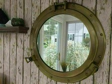 24 Zoll Antik Bullauge Maritim Kabinenspiegel Messingoptik Gro&szlig;e Wand Dekorat...