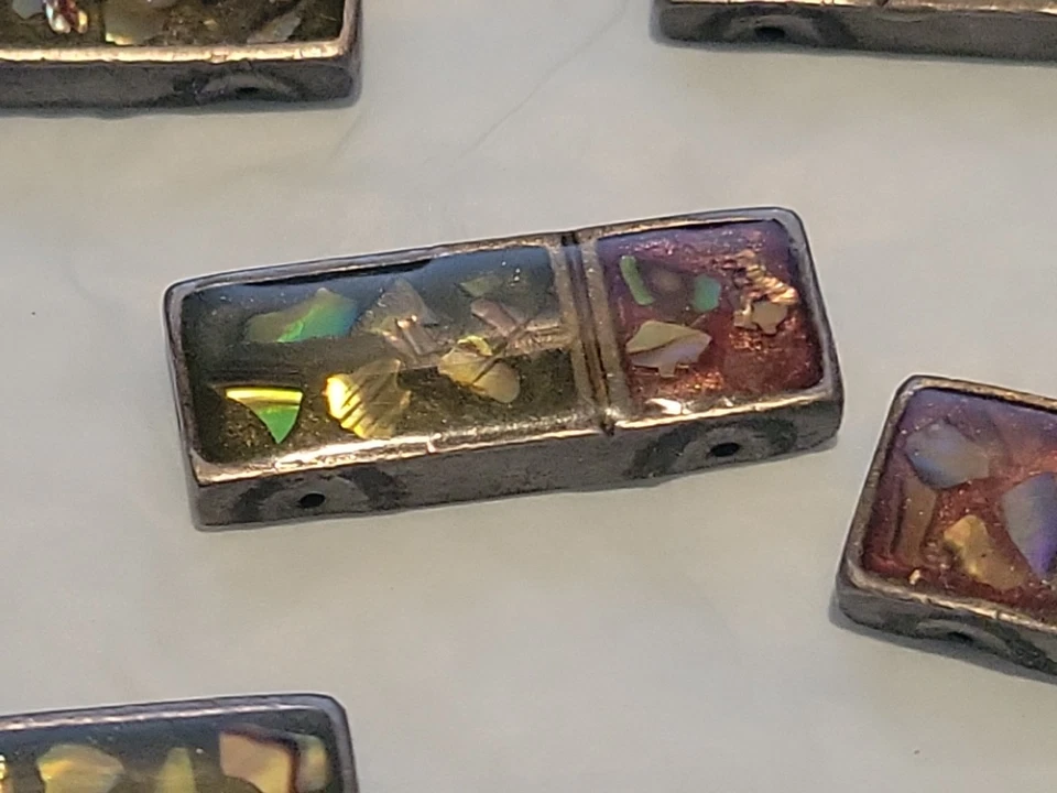 10 Hematite Metal Shell Inlay Tiles and Magnetic Beads - Not Attached (18) - Image 2 of 4