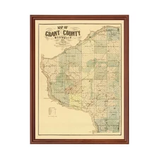 Old Map of Grant County, WI 1857 - Vintage Wisconsin Art