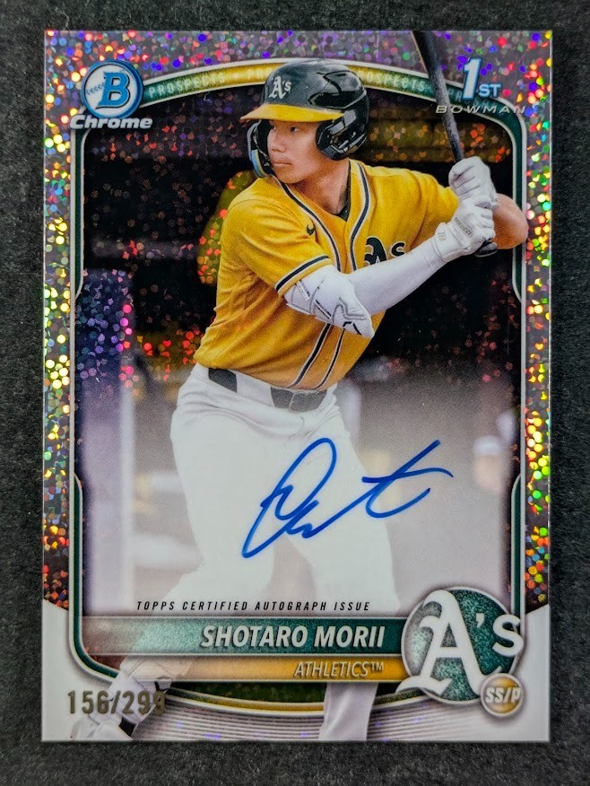 2025 Topps Bowman Chrome SHOTARO MORII 156/299 1st Bowman RC Auto Speckle Ref