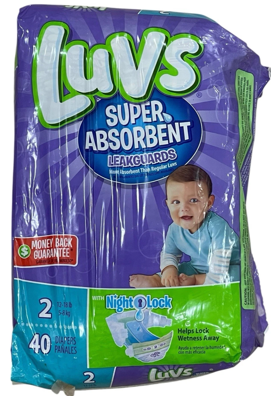 Vintage Luvs Diapers Size 2 Super Absorbent Leakguards NEW 40-ct
