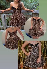 Sherri Hill Animal Print Strapless Prom Dress Ruffle Accents Size 2