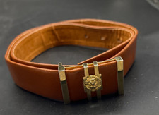 Vintage Anne Klein Brown Genuine Leather Belt with Lion Buckle