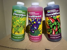 GH Flora Series' General Hydroponics 32oz Quarts Trio Flora Micro Flora Grow ...