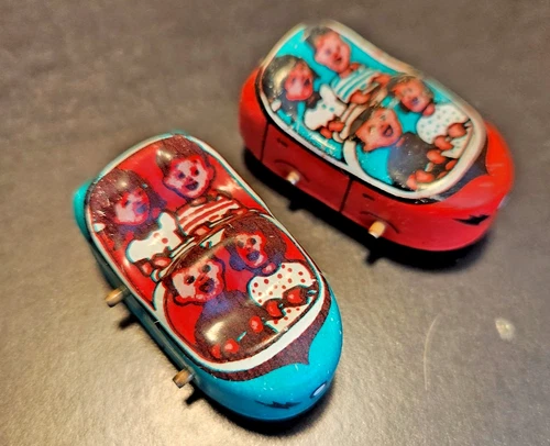 Vintage J. Chein Tin Roller Coaster Green & Red  Cars  Litho