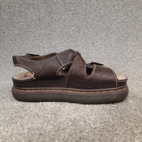 VINTAGE Dr Martens Sandal Men 10 Brown Leather Ring Fishermen Chunky England Y2K - Picture 5 of 12