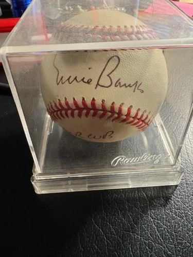 Ernie Banks Autographed Official Baseball National League Chicago Cubs Mr Cub