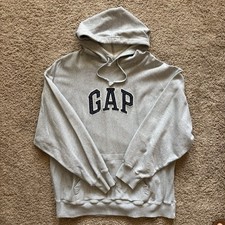 Vintage Gap Arch Logo Hoodie Men s XL Gray Heavyweight Distressed 90s Y2k