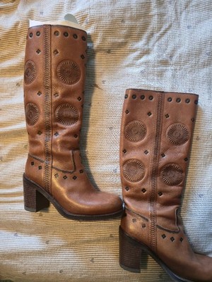 Leather Vintage Cowboy Boots Western Imprinted Whimsygoth frye destroy el dantes