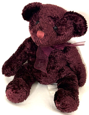 Russ Berrie Serenade Teddy Bear Plush Burgundy 12'' Stuffed Animal w/Ribbon