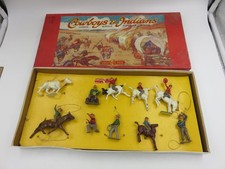 Vintage Crescent Toys Cowboys  Indians Lead Figure Set Boxed Made England UK
