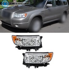 Pair For Subaru Forester 2006-2008 Headlights Halogen Leftright Chrome Housing