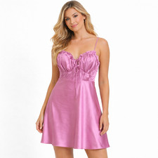 ASTR The Label Orchid Pink Satin Mini Dress Ruched Tie Front Size XL NWT