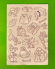 Rare Lisa Frank Color Your Own Stickers Sheet Rock n Roll Dogs Poodle Cats 7.5x5