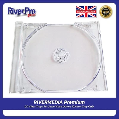 10 x River Premium Clear CD Tray For Jewel Case Outers 10.4mm High Quality