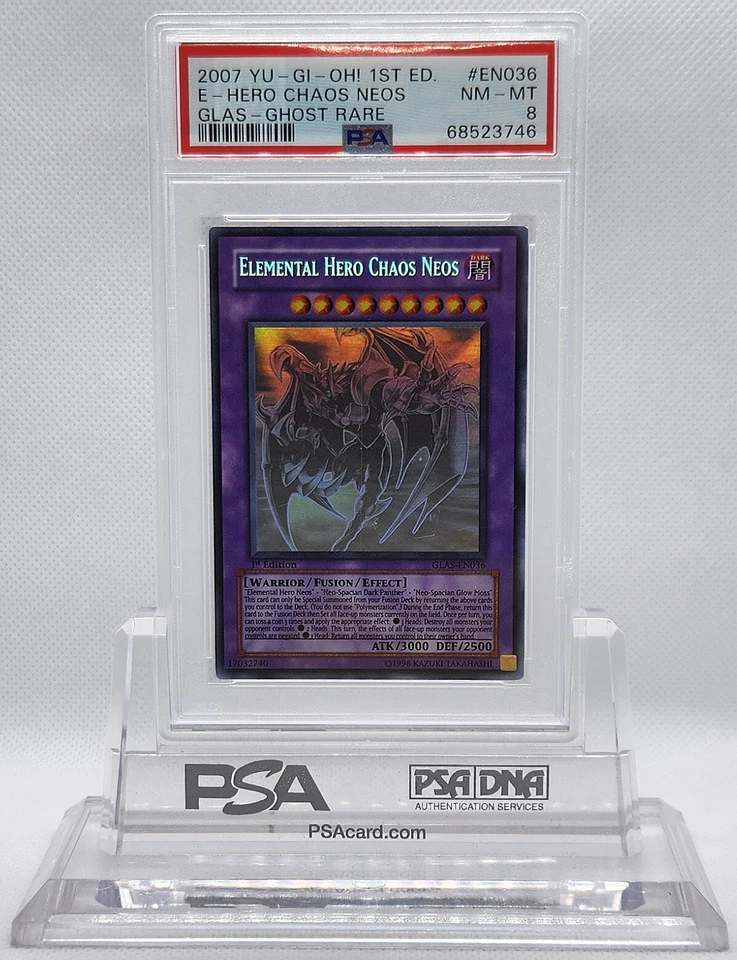 YUGIOH 1ST ED GLAS-EN036 ELEMENTAL HERO CHAO NEOS GHOST PSA 8 NM-MT #68523746 - Image 2 of 4