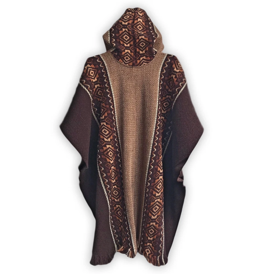 LLAMA LANA HOMBRE UNISEX SUDAMERICANO PONCHO CAPA ABRIGO CHAQUETA CAPA Foto 2 de 4