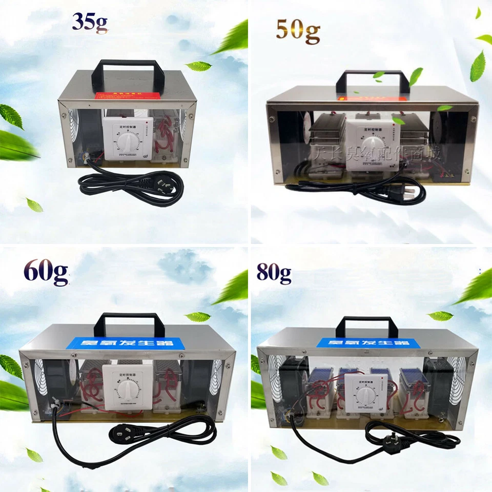 Generador de ozono 35G ~ 80G purificador de aire máquina de desinfección de larga vida con temporizador Foto 2 de 4