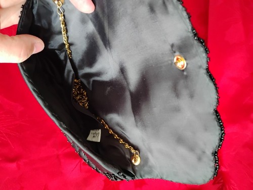 Lot 4 Vintage Clutch Purses Beaded Sequins Black White Coin Handbag Chain Prom - Picture 6 of 16
