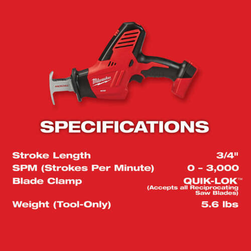Milwaukee 2625-20 M18 18V HACKZALL Reciprocating Saw - Bare Tool - Picture 3 of 10