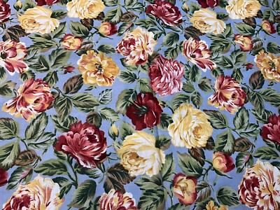 1 Yard - Maywood Studios -  Always In Bloom  ~ Blue w/ Beautiful Flowers