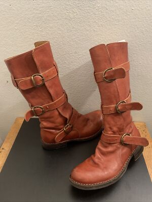 Fiorentini + Baker Eternity Engineer Moto Boots Red Brown 3 Buckle