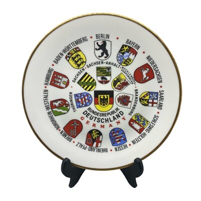 Vintage German Coat of Arms Cities Decorative Wall Plate Bockling Glas GERMANY