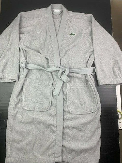 LACOSTE Mens Cotton Bathrobe Size M Light Gray eBay