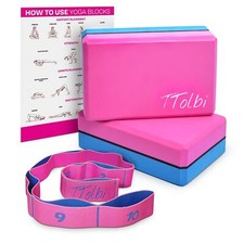 Yoga Blocks 2 Pack Set with Dance Stretch Band  Guide: Non-Slip EV... Fast Ship